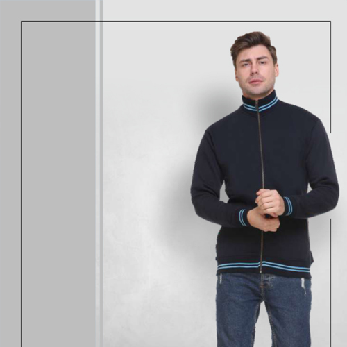 Navy With Electric Blue Turtle-Neck